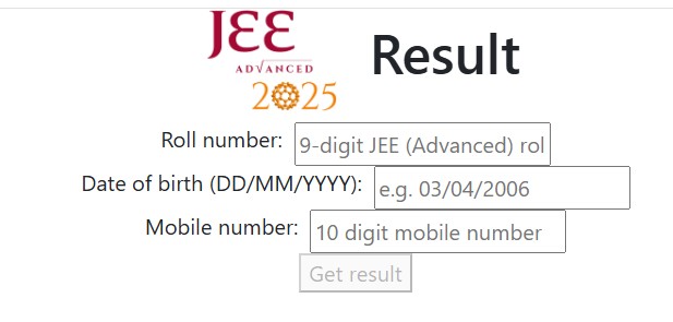 JEE advanced result 2025 out 